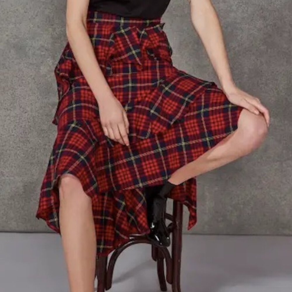 SISTER JANE Vintage Plaid Midi Skirt